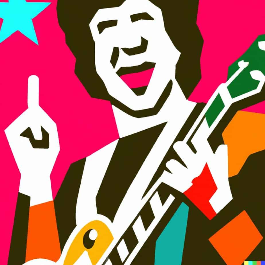 Man with Guitar In Style of 1960s concert poster