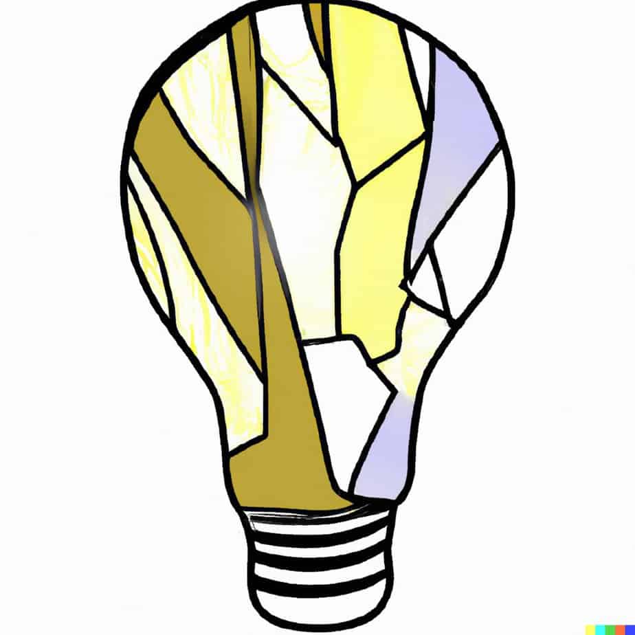 A stained glass in the image of a lightbulb .